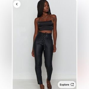 Beginning Boutique Roxanne Leather tie up pants size AU 10/ US 6